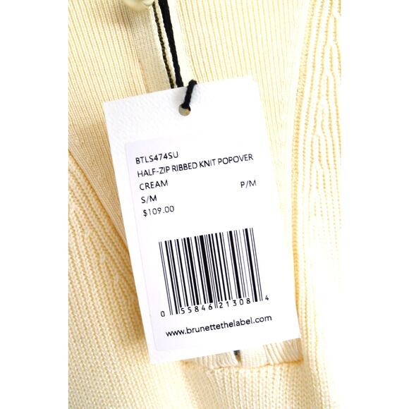 BRUNETTE THE LABEL CANADA Ribbed Knit Half-Zip Popover Sweater S/M NWT $109 - Picture 9 of 15